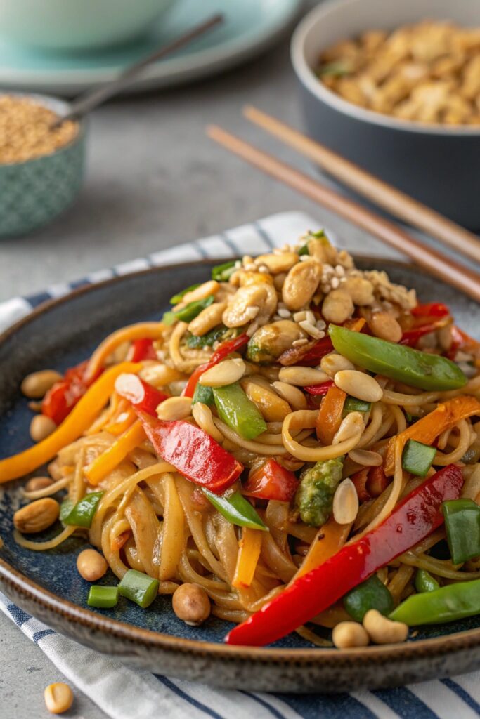 vibrant nutritious peanut stir fry