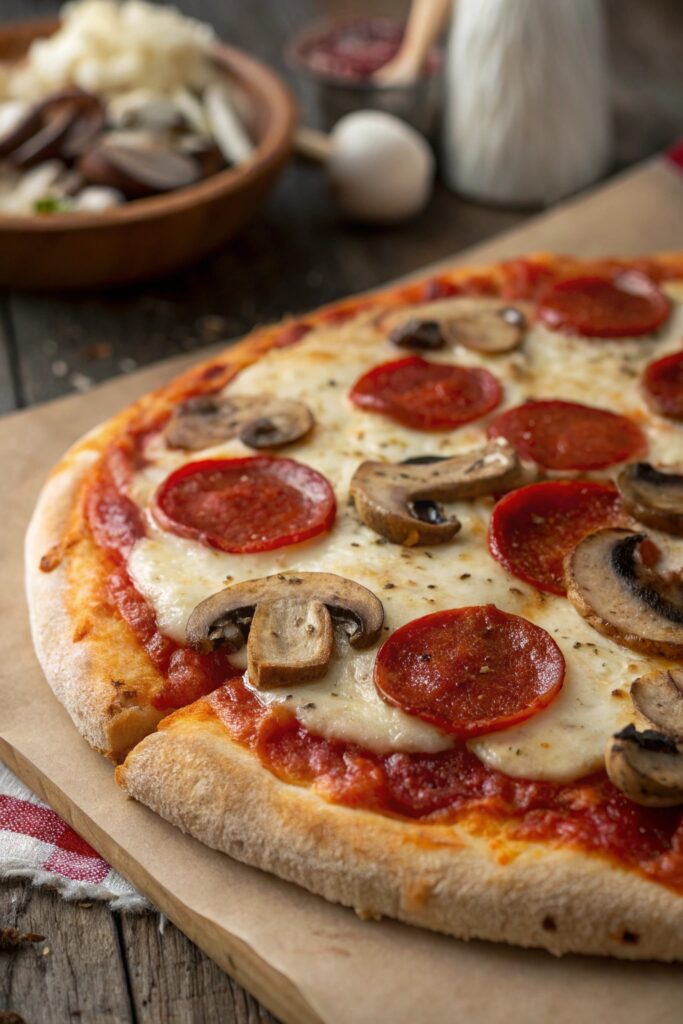 savory pepperoni and mushrooms