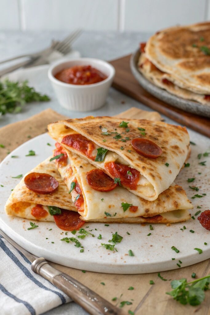 pepperoni pizza quesadilla delight
