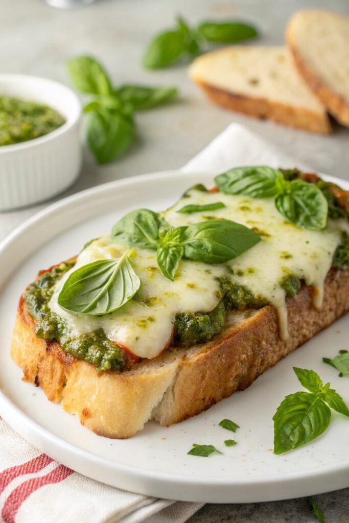 pesto mozzarella toast recipe