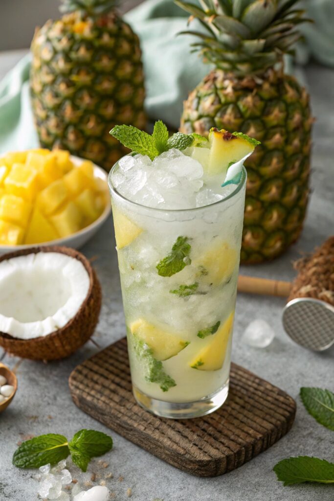 tropical pineapple coconut mojito