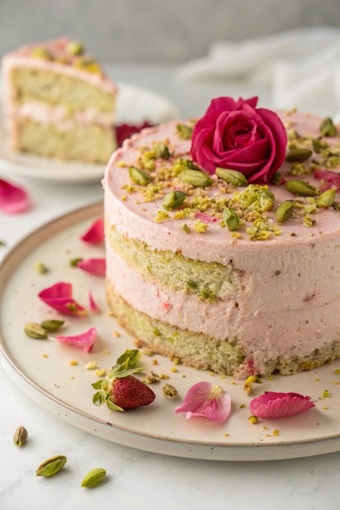 pistachio rose cake delight