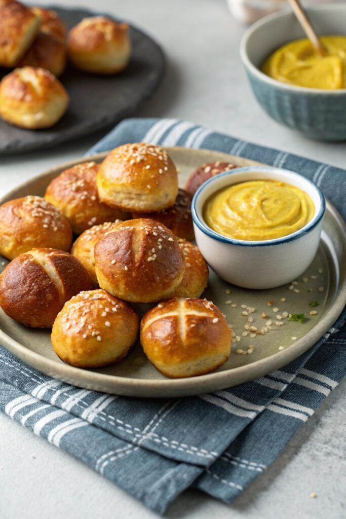 pretzel bites with mustard dip