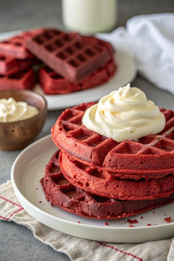 red velvet waffle indulgence