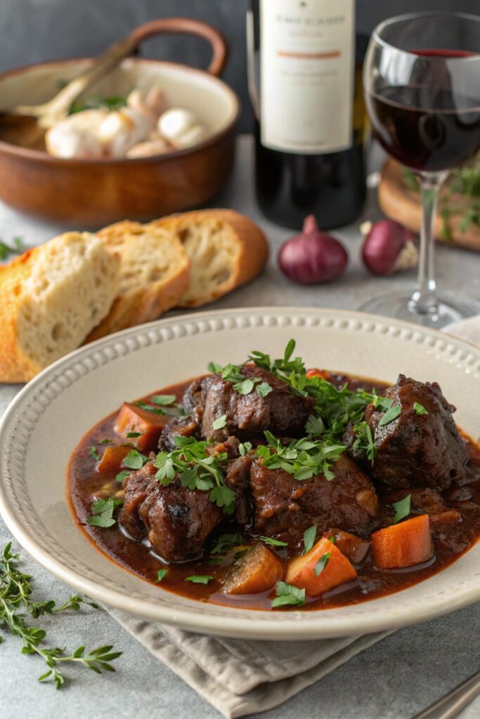 succulent red wine oxtails
