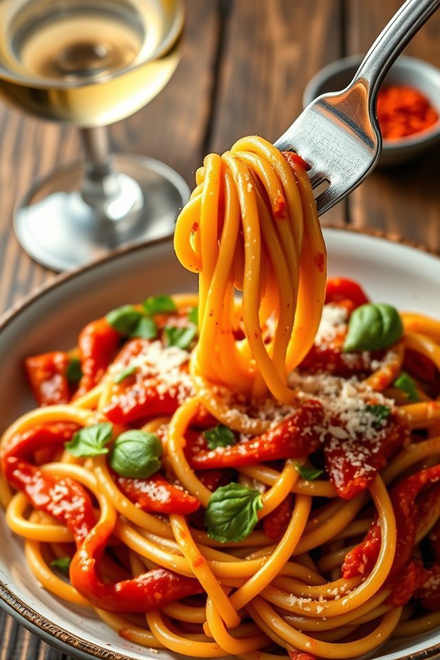 roasted red pepper linguine
