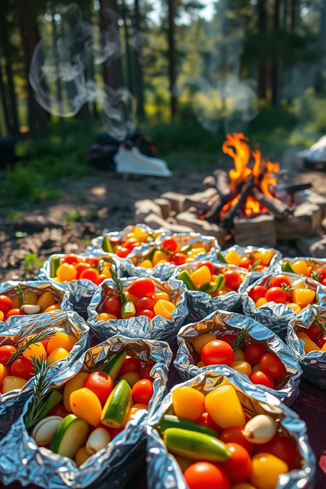 roasted veggies in foil