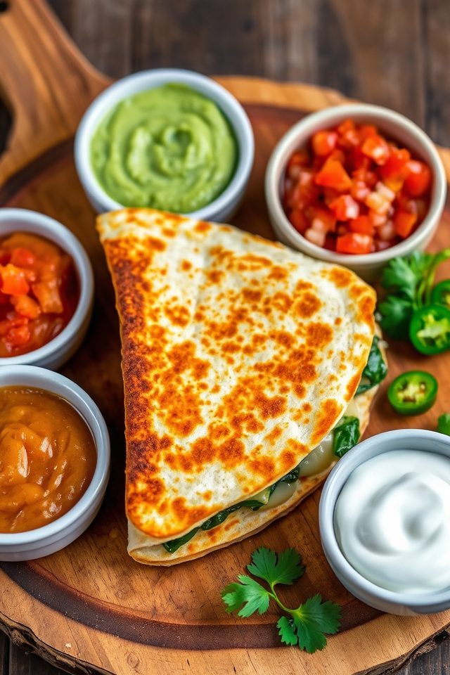 saut ed chicken spinach quesadilla