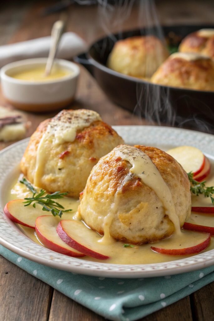 savory cheese filled apple dumplings