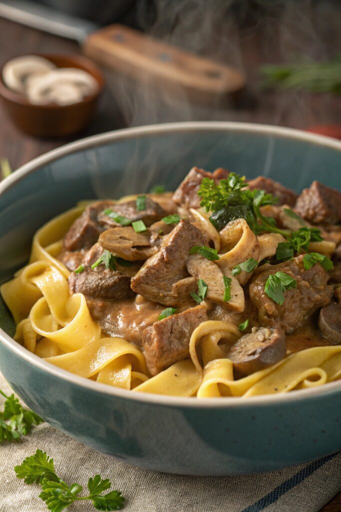 beef stroganoff with beer