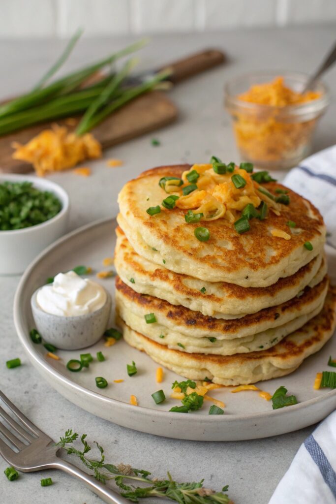 savory cheese infused brunch pancakes