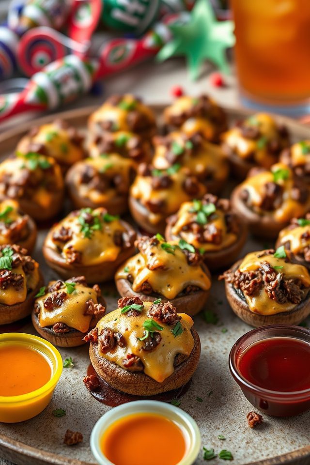 savory beef cheese mushrooms