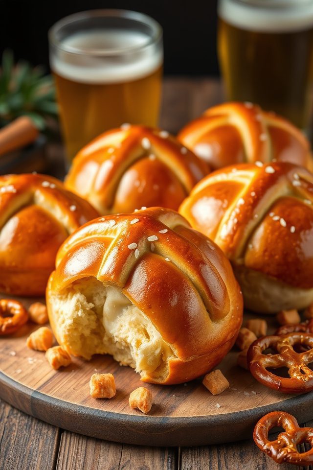 savory beer pretzel buns