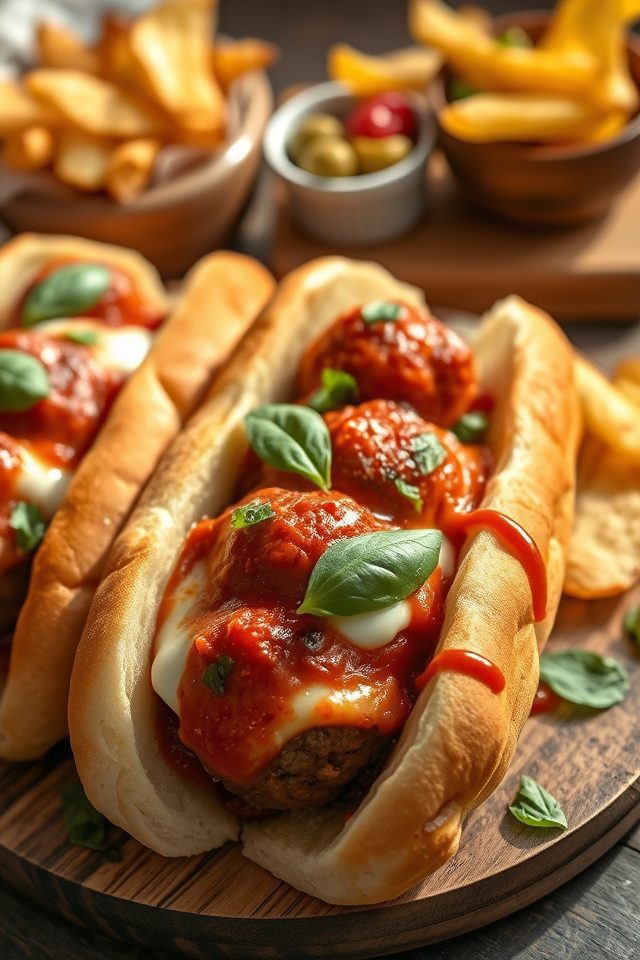 savory meatballs in rolls
