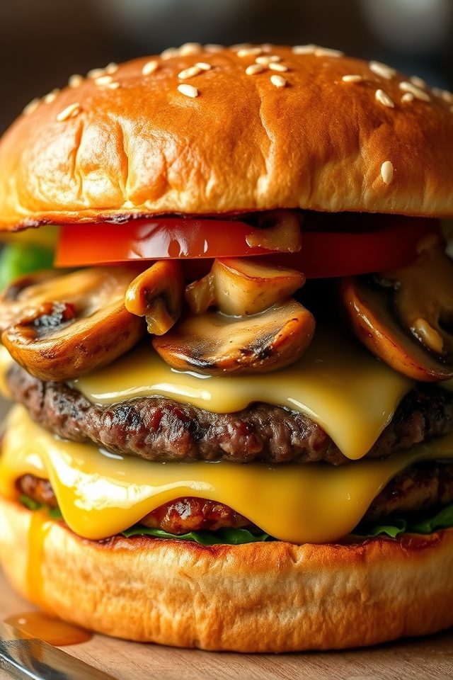 savory mushroom swiss burger