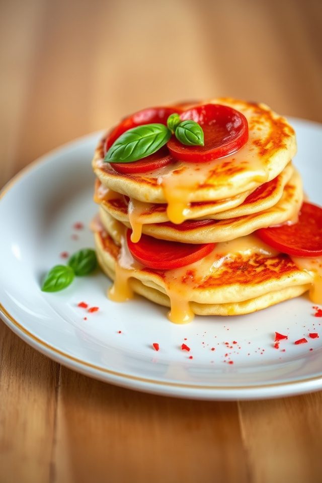 savory pepperoni pancake pizza
