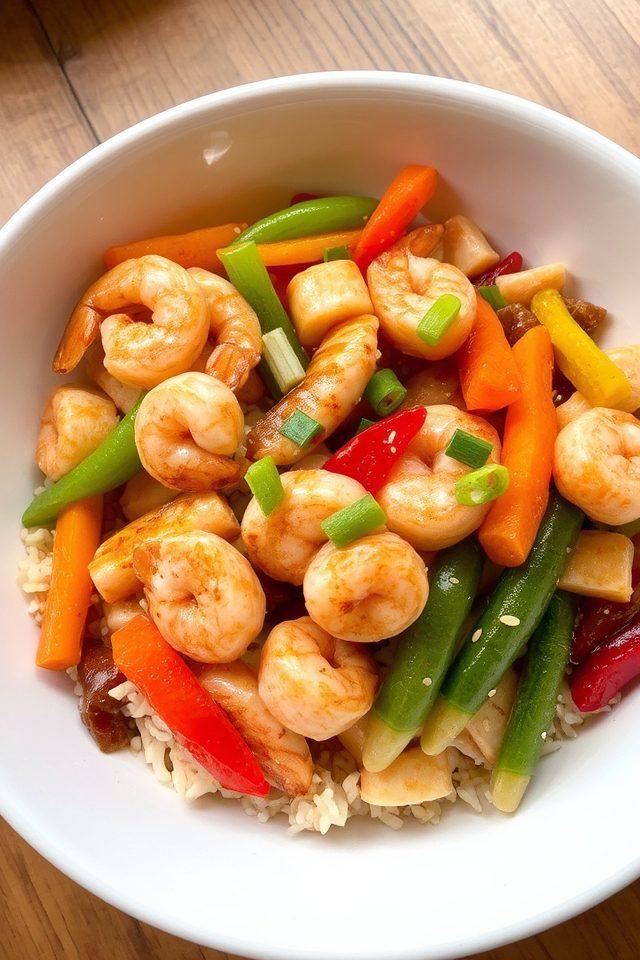 seafood stir fry with vegetables