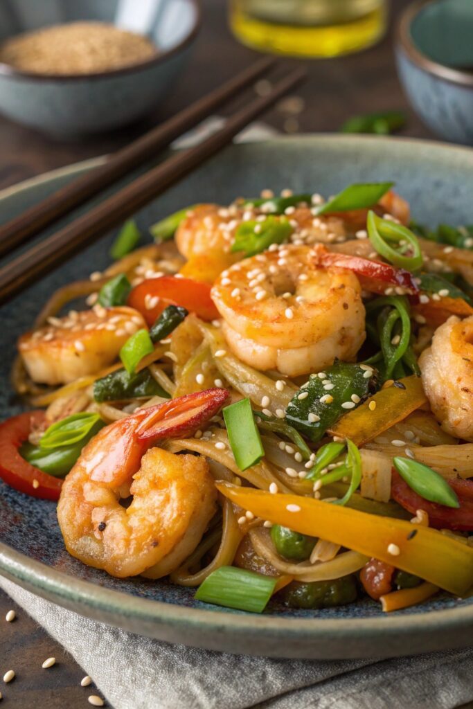 delicious shrimp vegetable stir fry