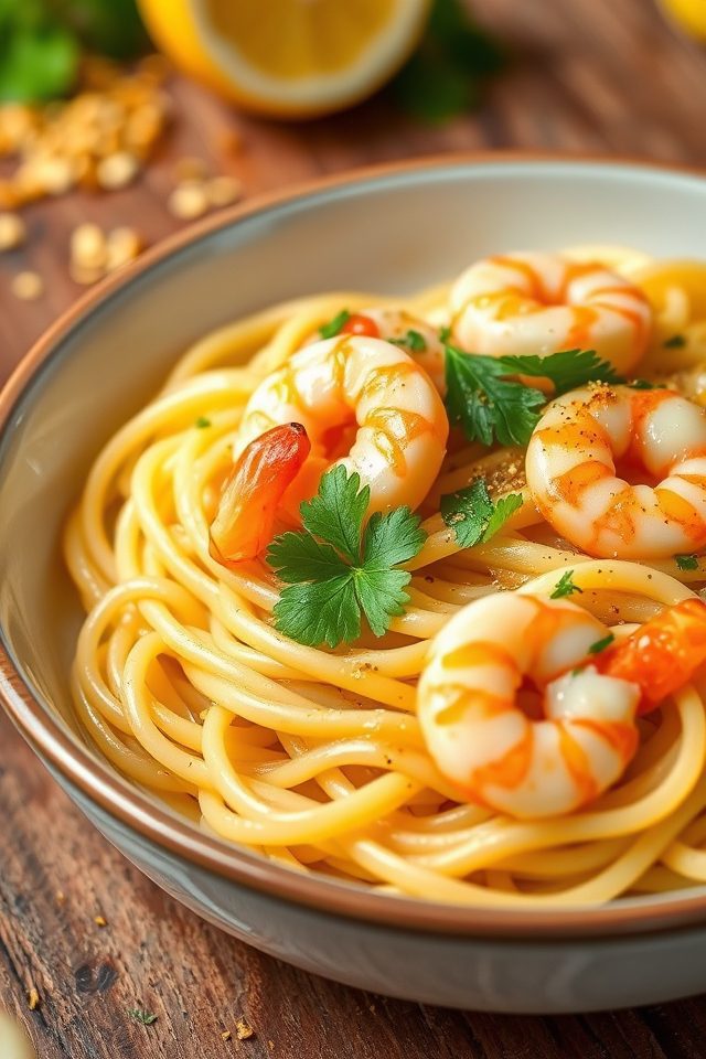 shrimp in buttery garlic sauce