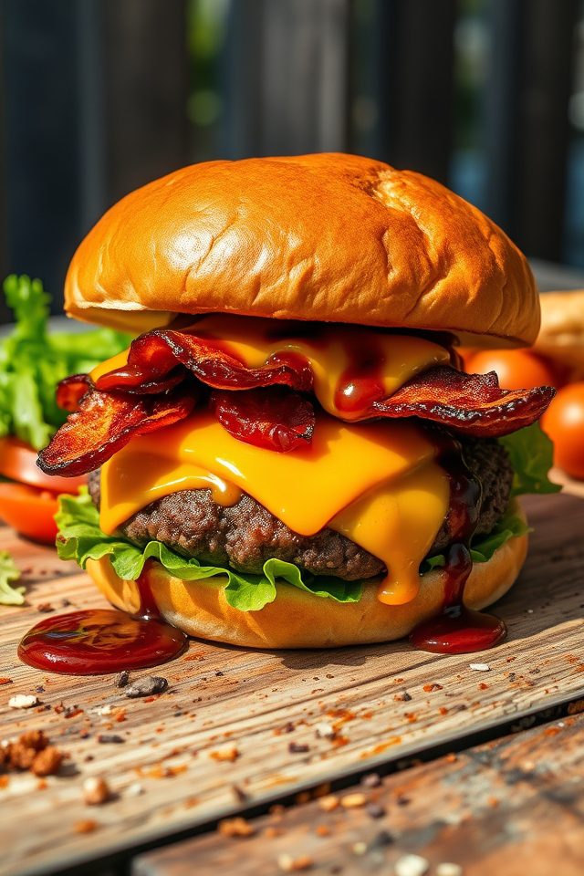 smoky bbq bacon cheeseburger