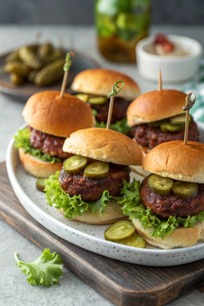 Spicy Beef Sliders With Dill Pickles