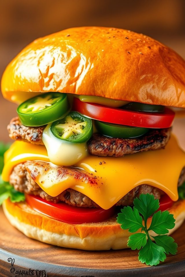 spicy cheddar jalape o burger
