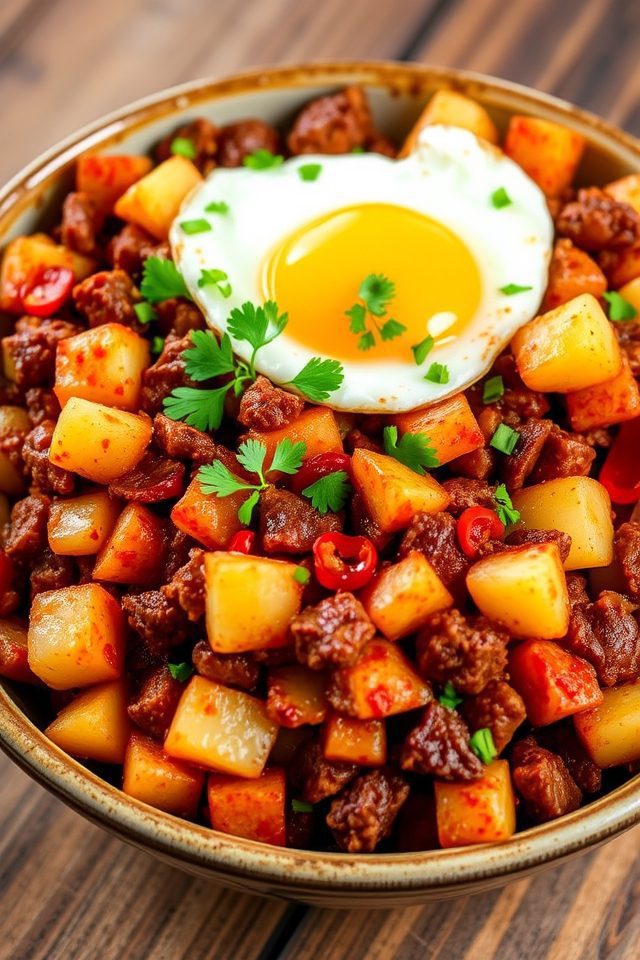 spicy corned beef breakfast hash