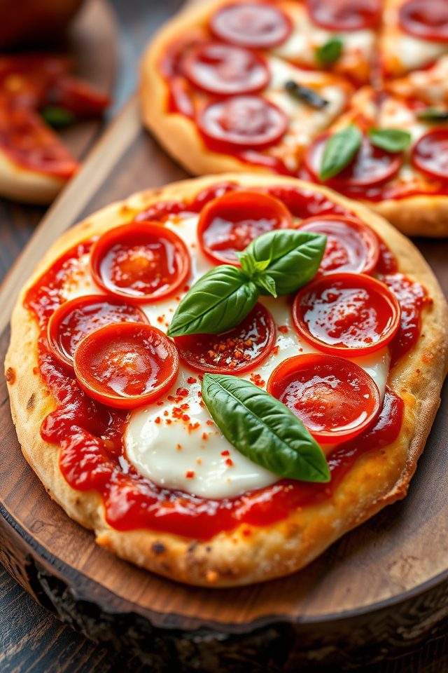 spicy pepperoni flatbread creation