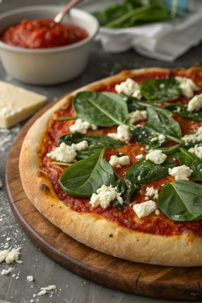 spinach and feta pizza