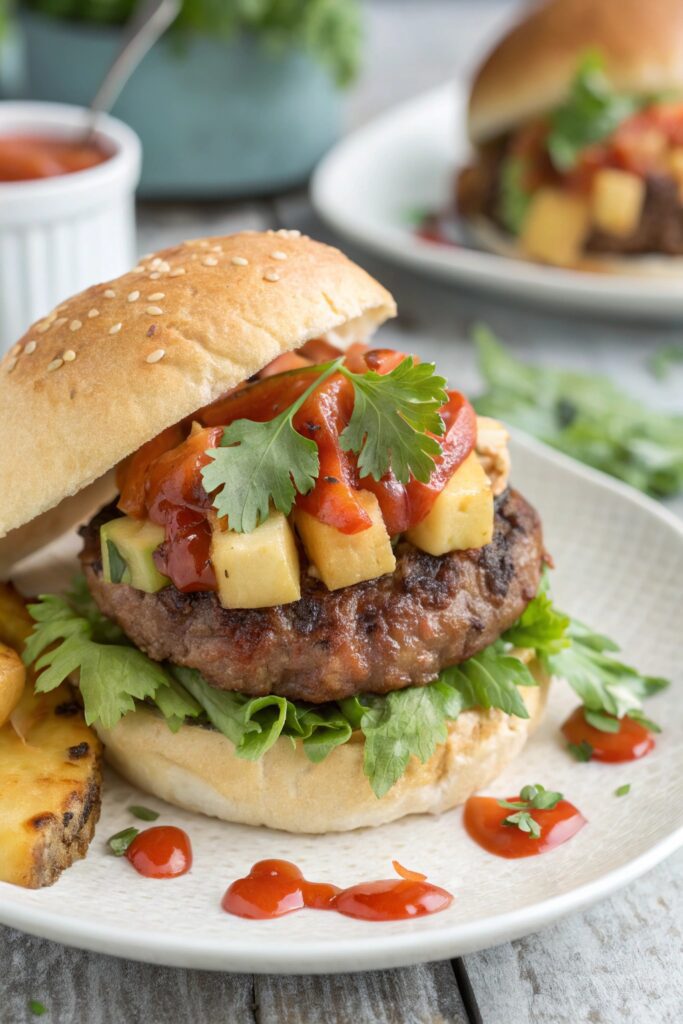 sriracha pineapple salsa burger