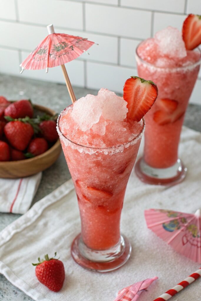 strawberry rum slush cocktail