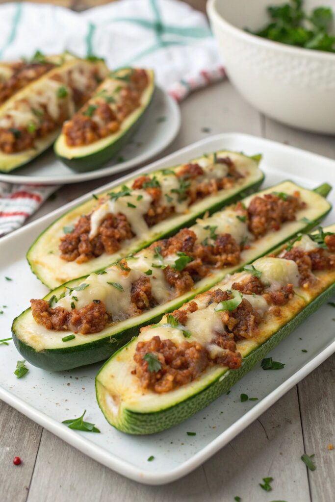 stuffed zucchini with toppings