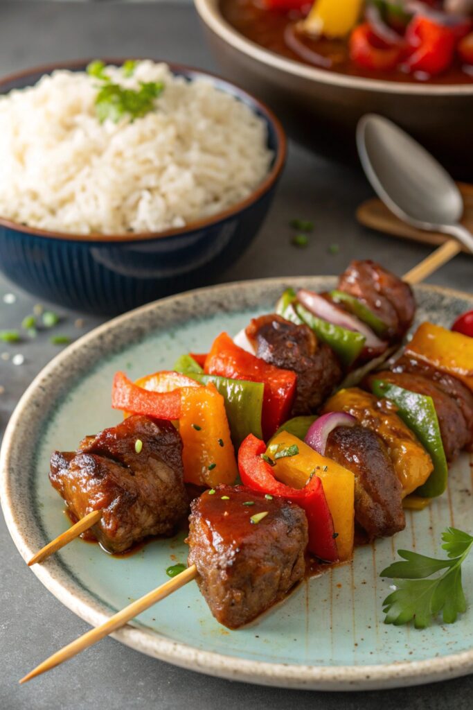 Sweet and Sour Beef Kebabs