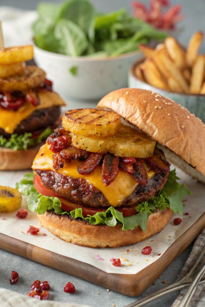 sweet spicy pineapple cheeseburger