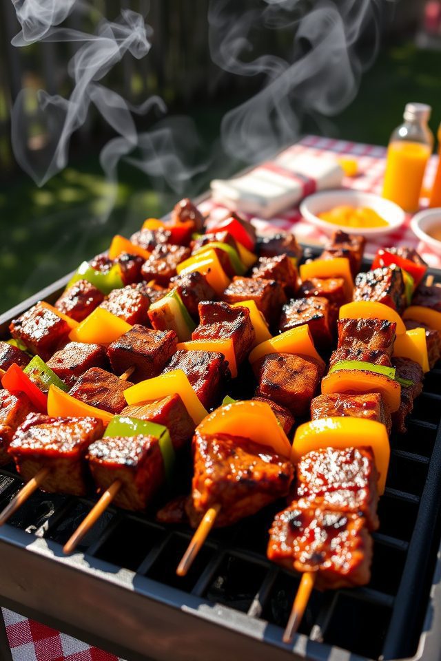 teriyaki beef kabobs grilling