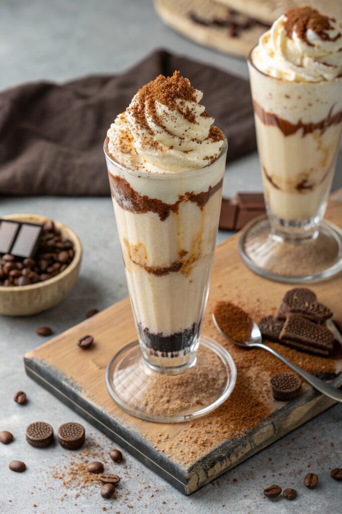 tiramisu inspired creamy milkshake