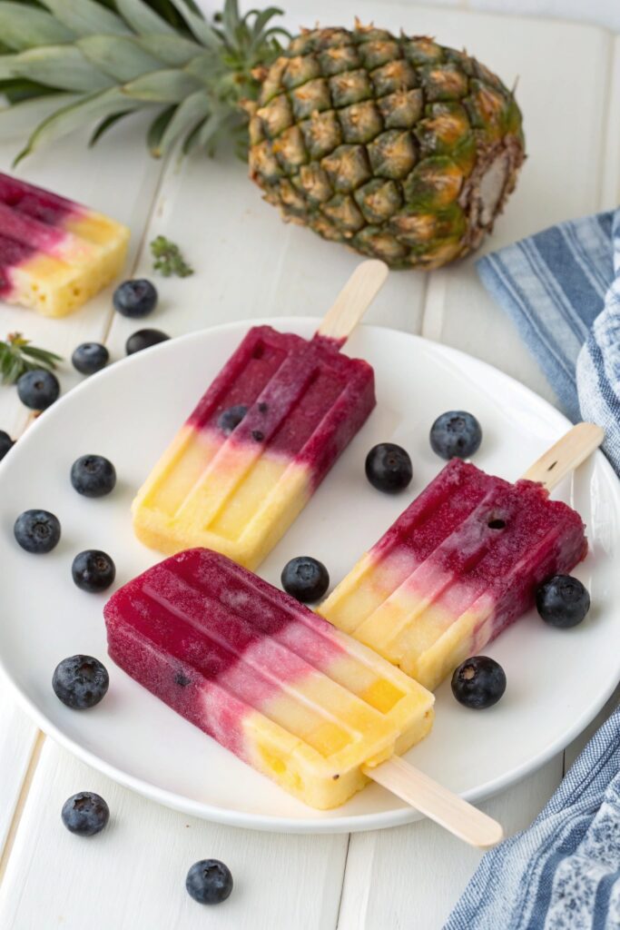 tropical blueberry pineapple popsicles