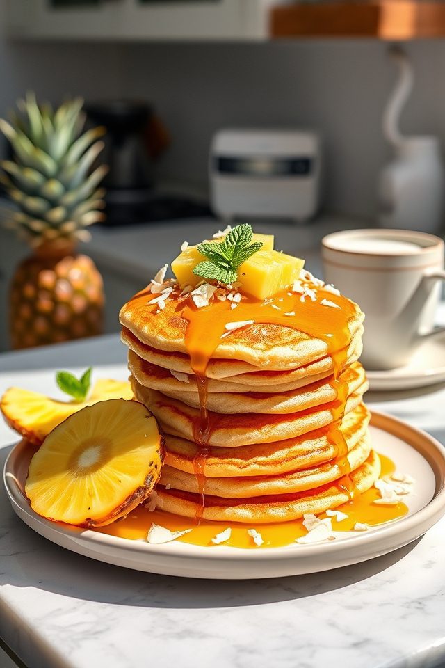 tropical coconut pineapple pancakes