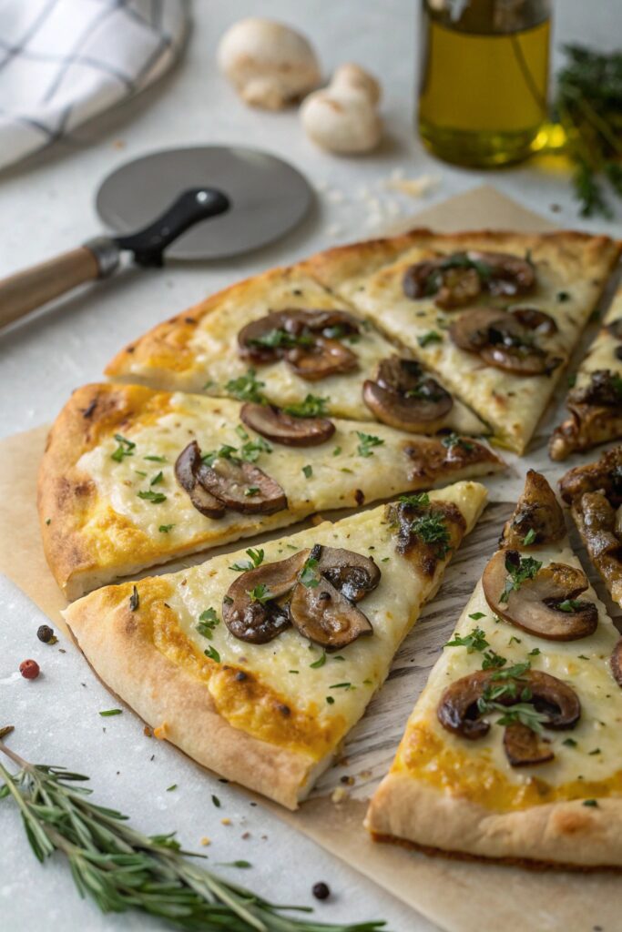 gourmet truffle mushroom pizza