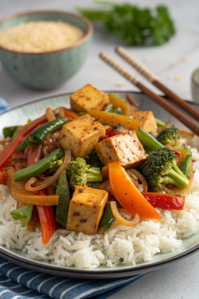 vibrant vegetarian tofu stir fry
