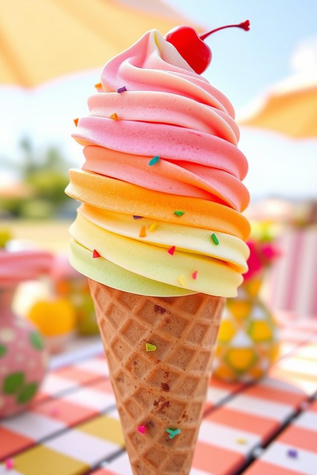 vibrant fruity sherbet cone