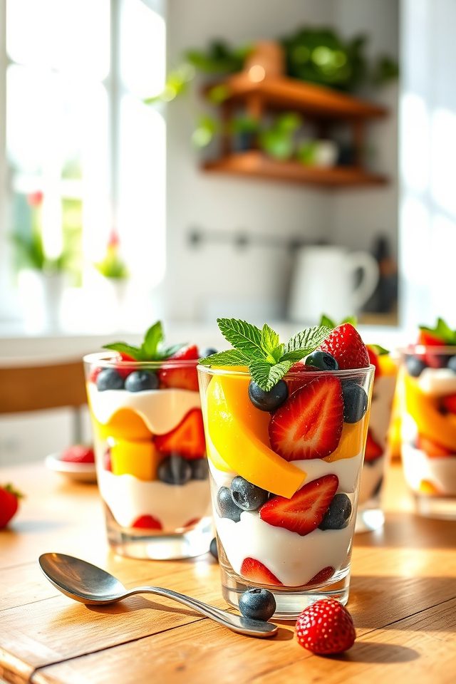 vibrant layered fruit parfaits