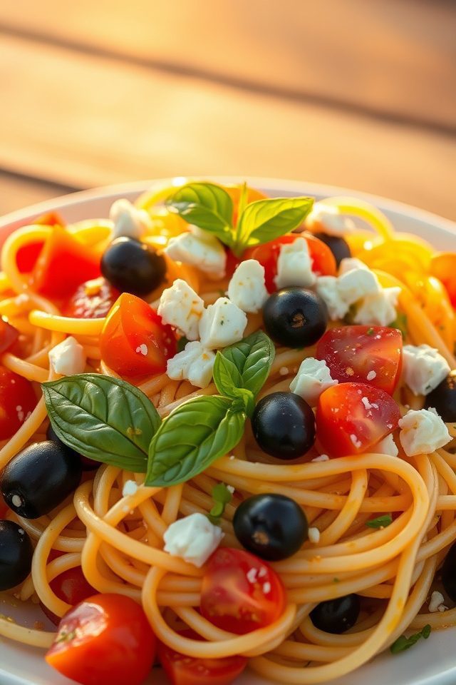 vibrant mediterranean pasta salad