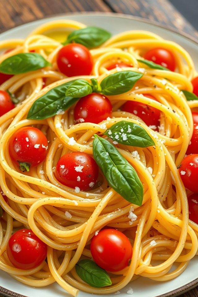 vibrant pasta with tomatoes