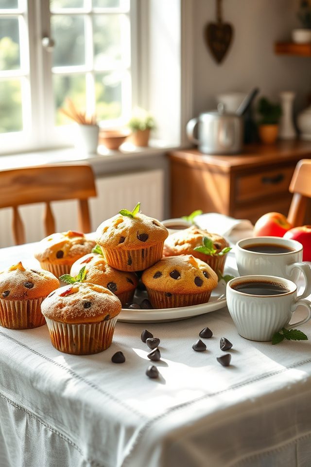 warm chocolate chip muffins