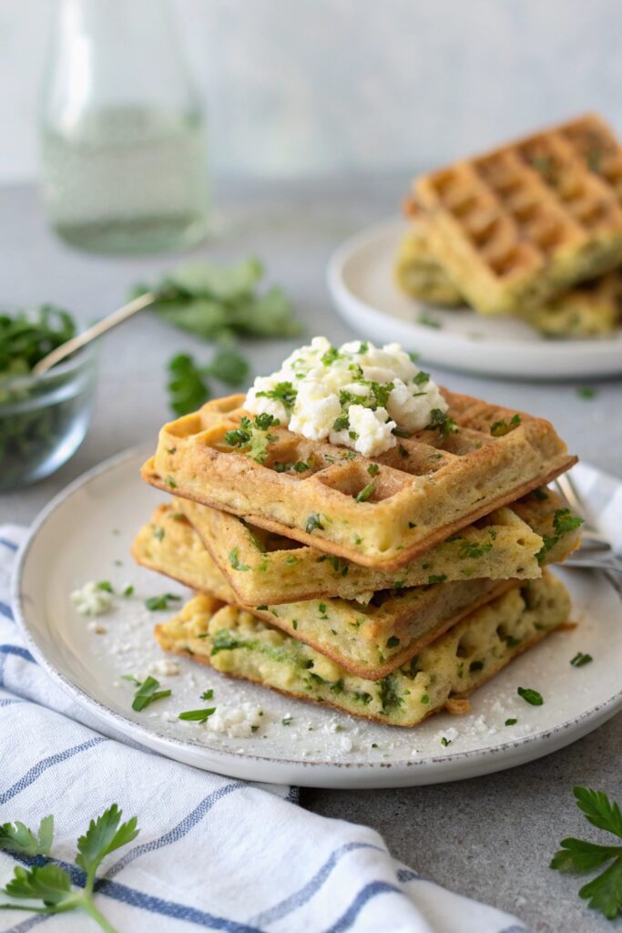 savory zucchini feta waffles
