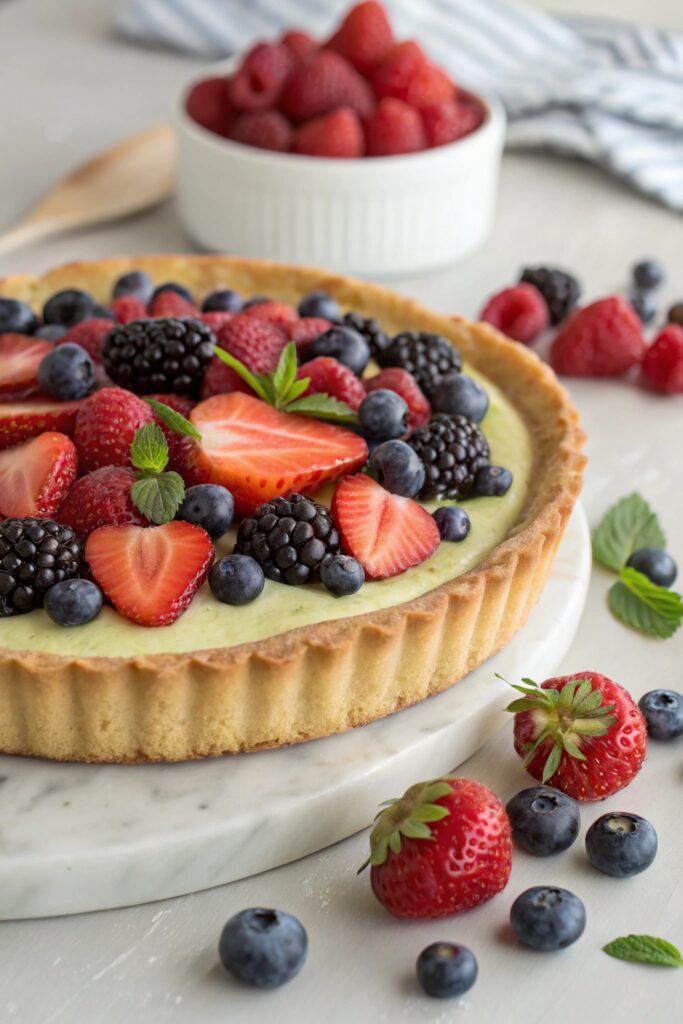 zucchini tart with berries