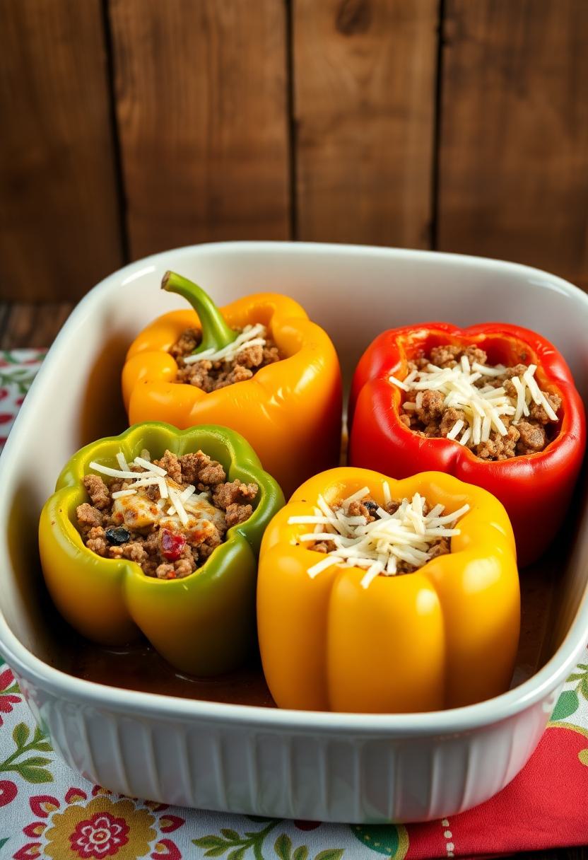 Stuffed Peppers With Ground Beef And Rice