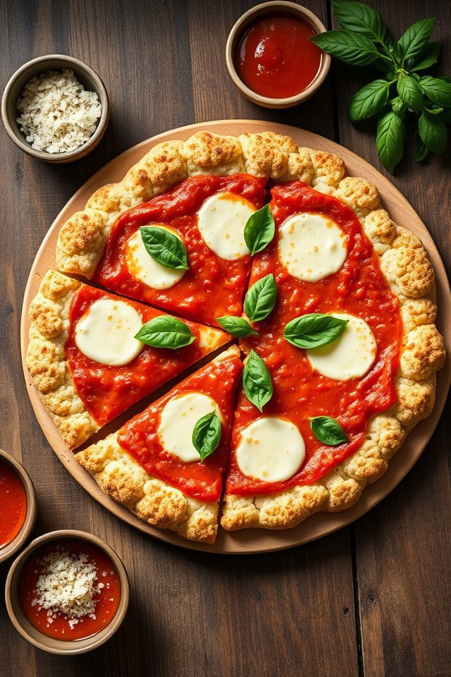 Homemade Margherita Cauliflower Pizza