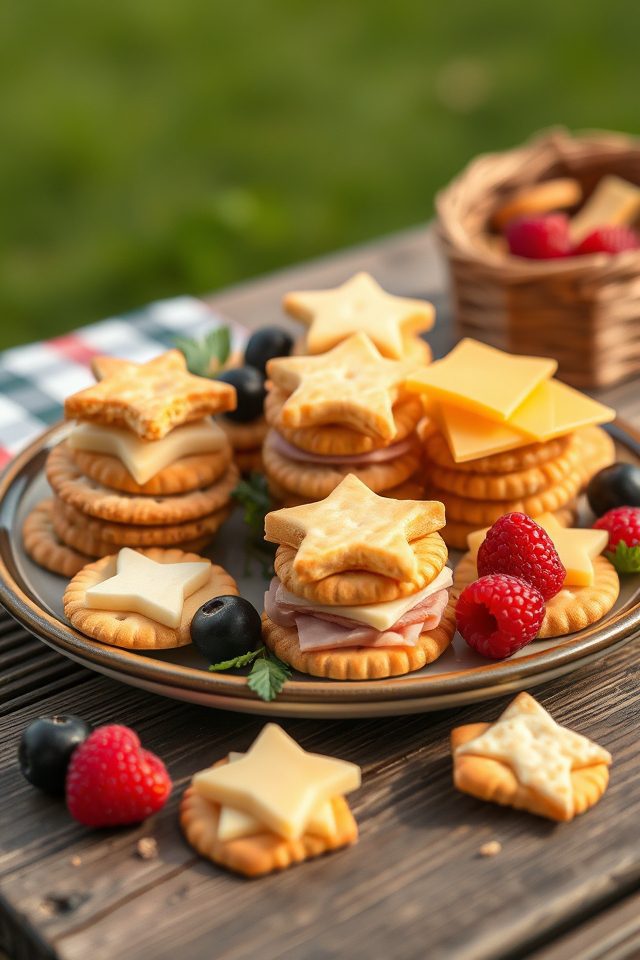Mini Cheese and Cracker Stacks